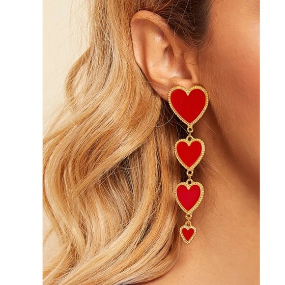 Drop Heart Earrings - Picture 1 of 3